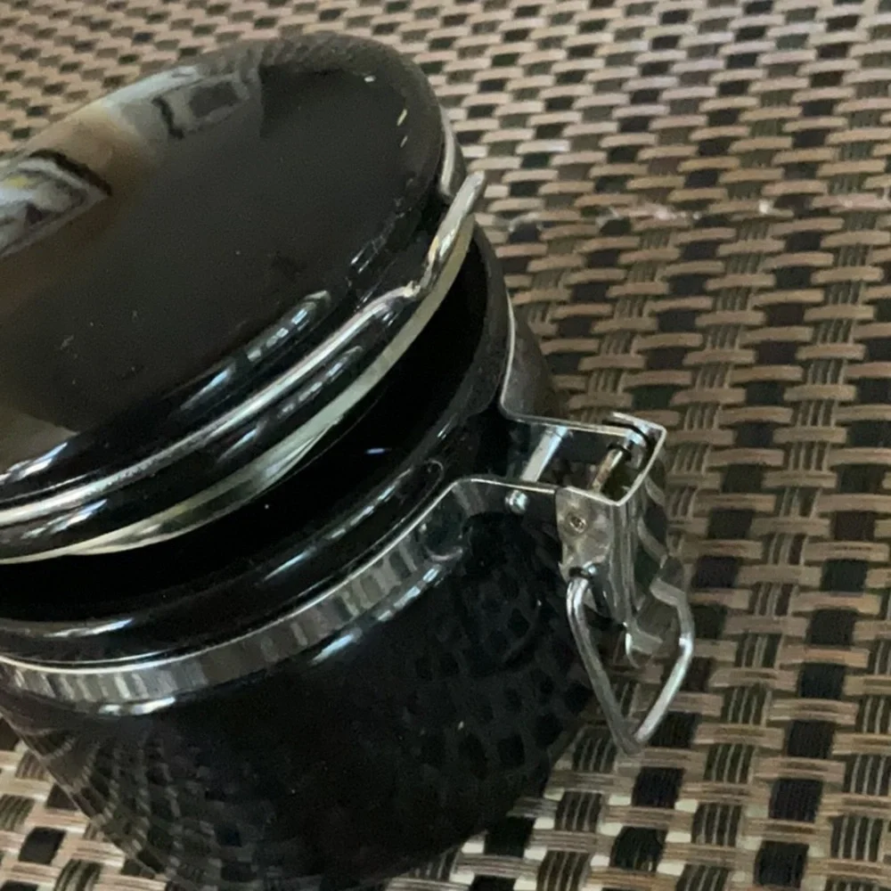 OGGI Black Ceramic Canister Knick Knack Trinket Sealed Container